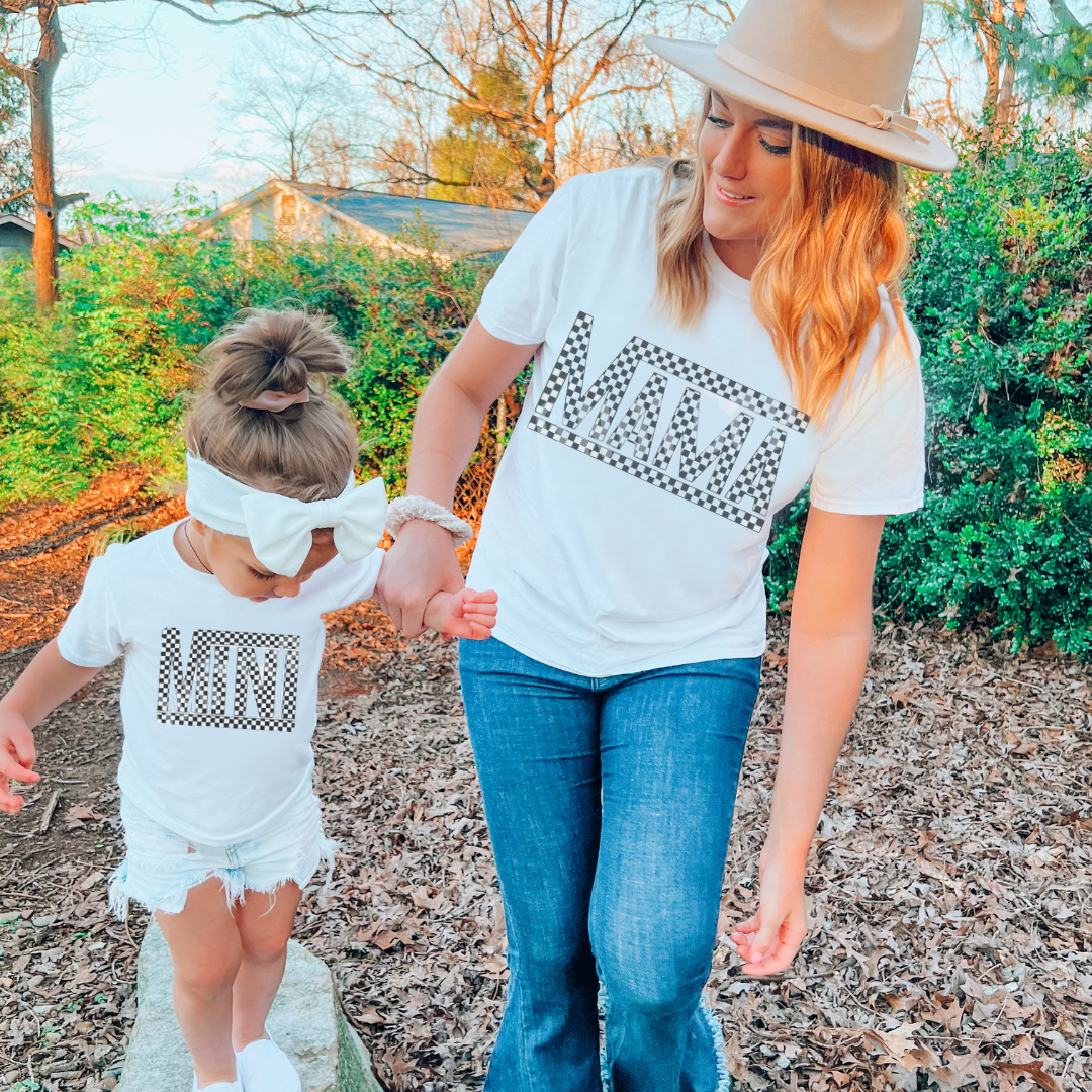 Checkered MAMA and MINI T-shirt